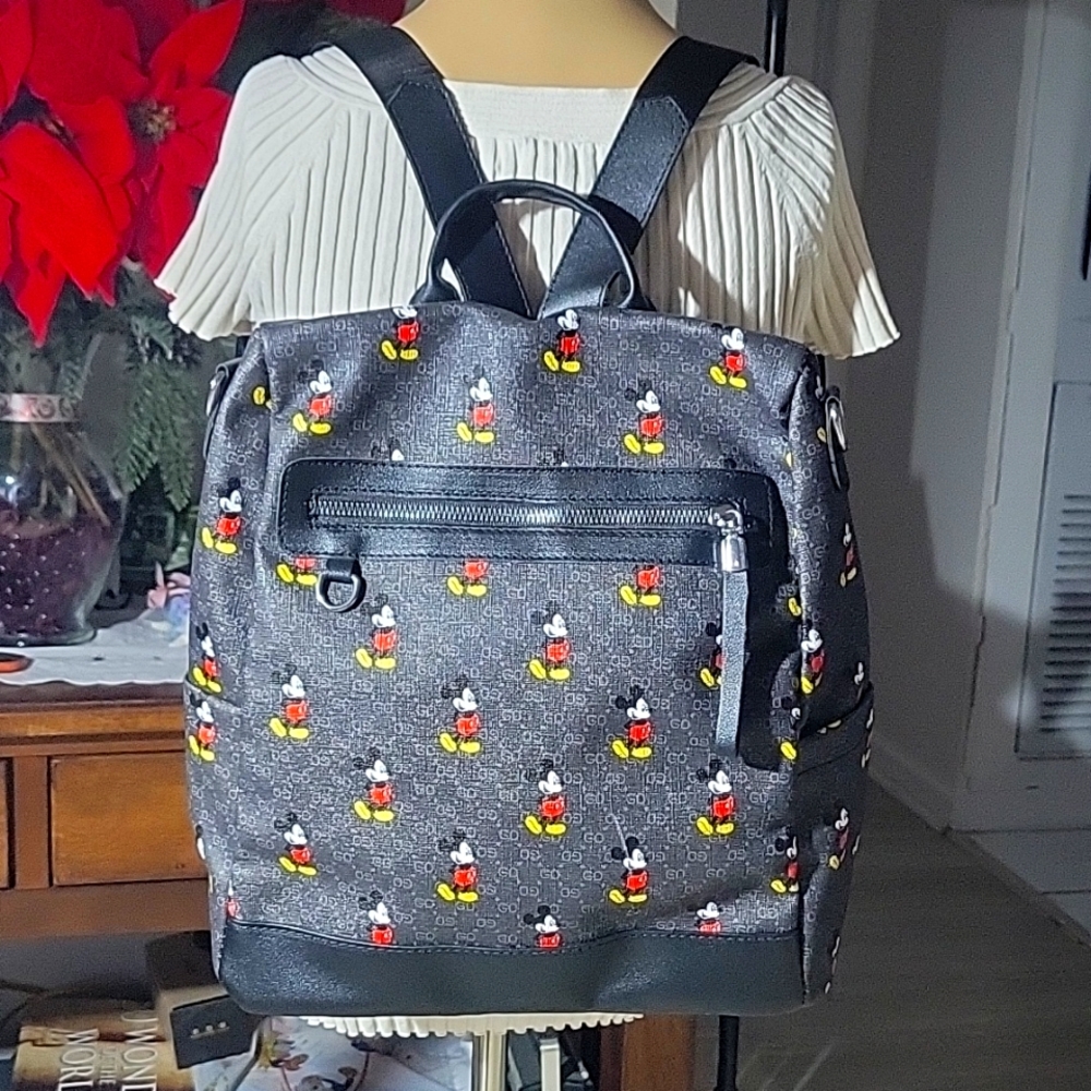 Mickey Mouse Black, Monogram Backpack. Nwot - image 1